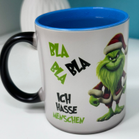 Green Santa Bla Bla Bla - Ich hasse Menschen - MAGIC WOW Kaffeetasse Teetasse NEU