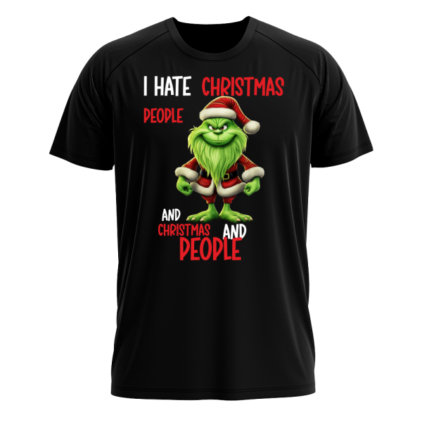 Green Santa I hate Christmas and People -  T-Shirt