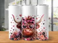Sweet Cute Highland Cow Valentinstag Tumbler Edelstahl Trinkflasche in 5 Motiven