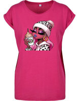 Ladies Freya Green "Pink Edition" Coffee Extended Shoulder T-Shirt