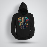 Funnywords® The Rainbow Elephant Unisex Deluxe Heavy Hoodie