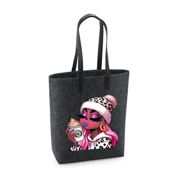 Ladies Freya Green "Pink Edition" Coffee Shopping Bag aus Filz
