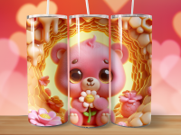 Valentinstag Pink Bear Holding Flower in 2 Motiven