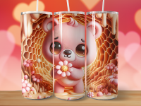 Valentinstag Pink Bear Holding Flower in 2 Motiven