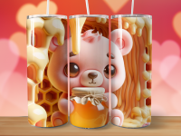 Valentinstag Cute Pink Bear Holding Honey in 5 Motiven